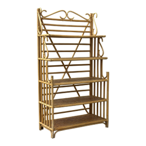1970s Bamboo, Rattan, and Cane Étagère/ Freestanding Shelf