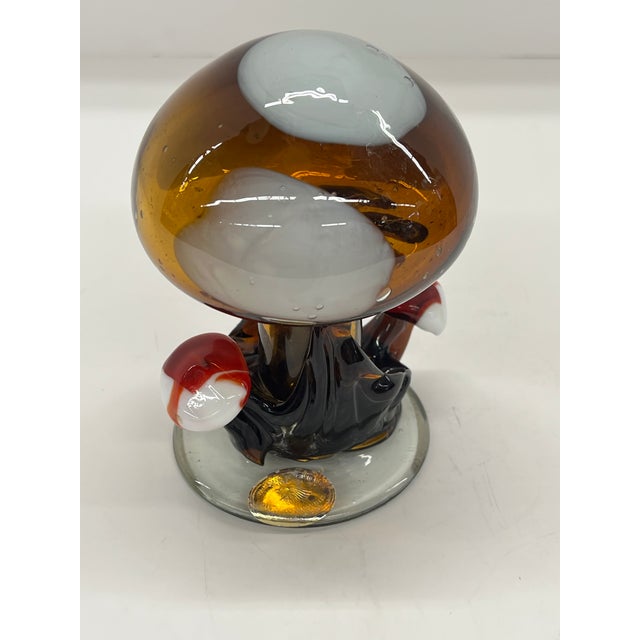 1960s Vintage 1960s Mid Century Hand Blown Mexican Art Glass Mushroom Made in Mexico For Sale - Image 5 of 9