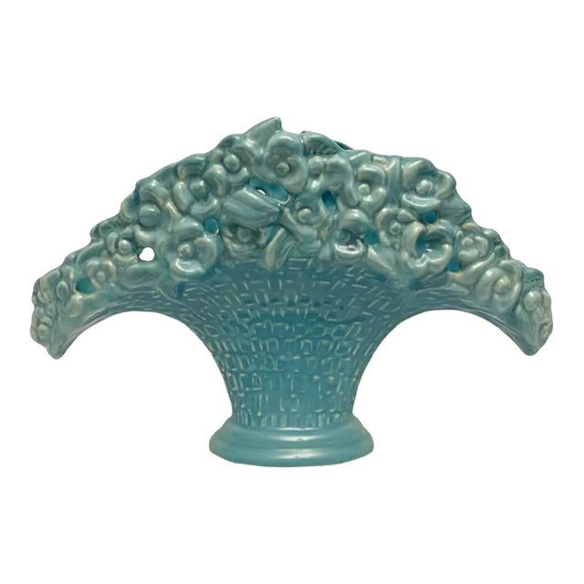 Mid Century Royal Haeger Pottery Blue Floral Vase R386 Usa For Sale