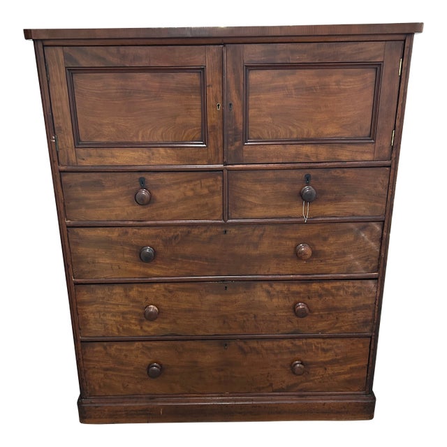 Mid 19th Century Linen Press on Chest For Sale