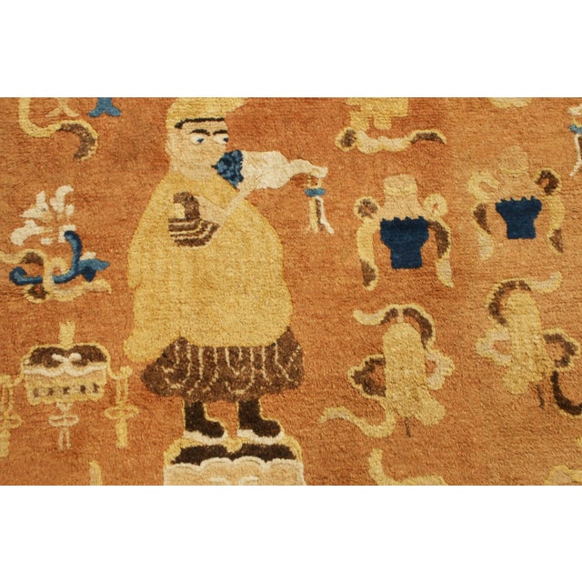 Antique Peking Rug in Beige-Brown and Blue Pictorial Pattern For Sale In New York - Image 6 of 7