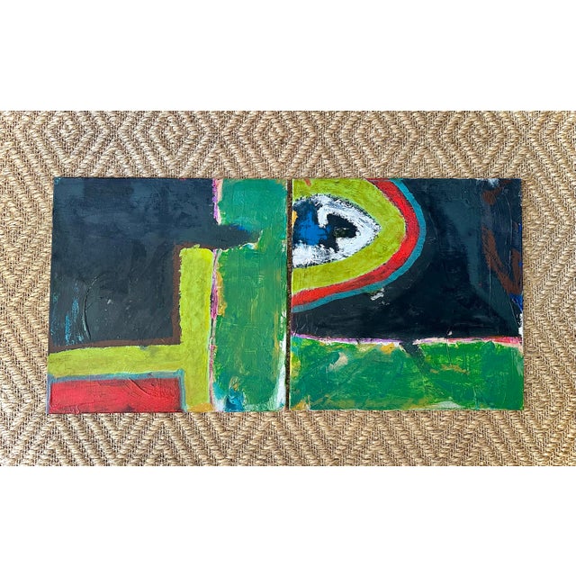 Modern Abstract Diptych on Canvas For Sale - Image 9 of 12