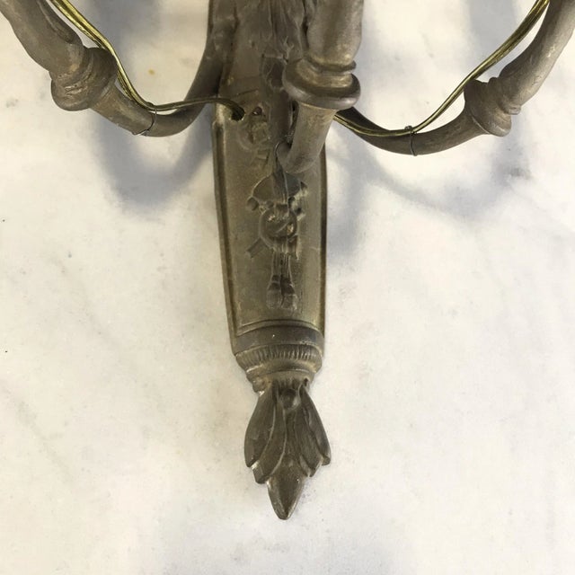 Bronze Pair Early 20th Century French Bronze Sconces For Sale - Image 8 of 11