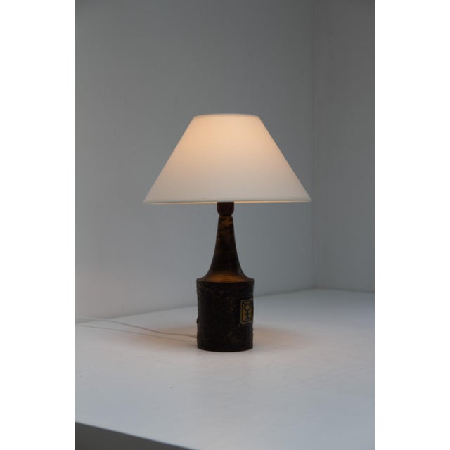 Brown Mid-Century Danish Stoneware Table Lamp from Björn Keramik, 1970s For Sale - Image 8 of 16