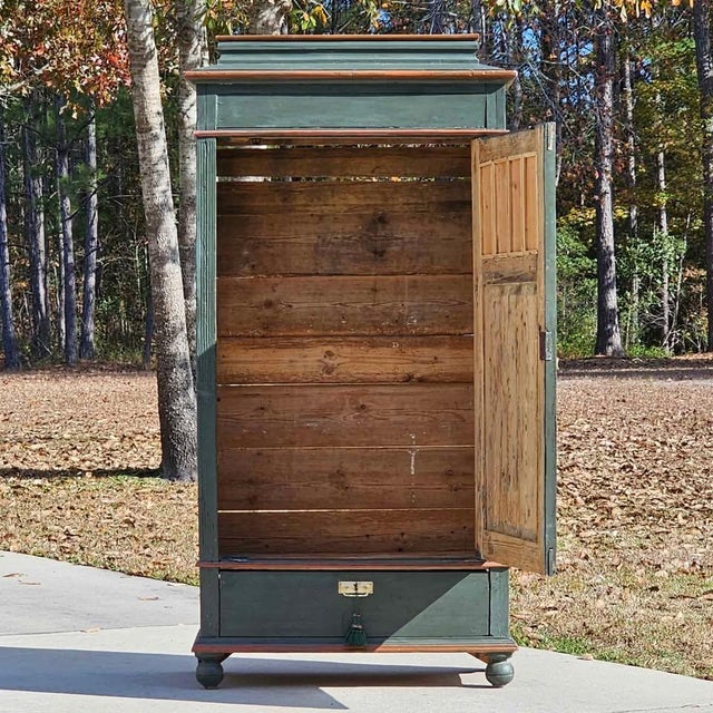 Folk Art Gorgeous Early 1800s German Hand-Painted Folk Art Wardrobe, Authentic Marriage/Bridal Wardrobe For Sale - Image 3 of 11