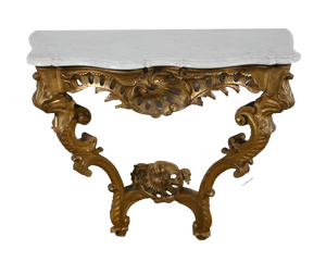 Napoleon III Giltwood Wall Console Table in Louis XV Style, 19th Century