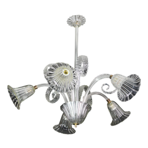 Amazing Art Decò Murano Glass Chandelier 5 Light, 1950