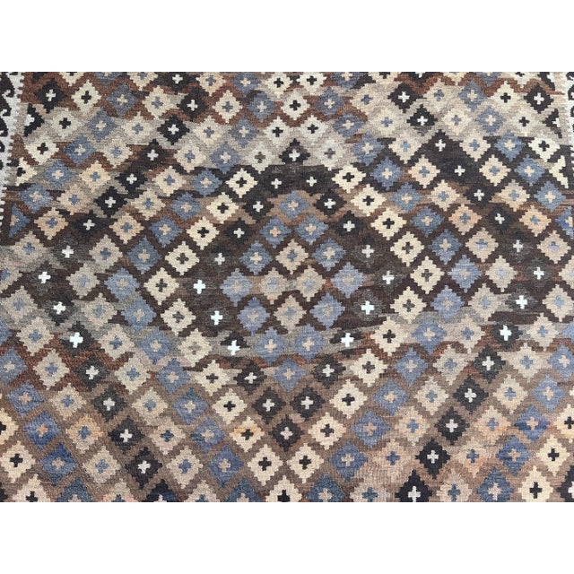 Antique Afghan Hand-Woven Kilim Rug | Tribal Ghelmori Flatweave Wool Carpet in Earthy Brown, For Sale - Image 4 of 12