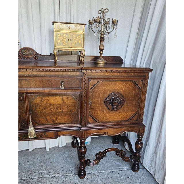 Large and Impressive Sideboard /Buffet, Jacobean / Spanish Revival Style Buffet by Royal Furniture Company Circa 1920. For Sale - Image 17 of 17