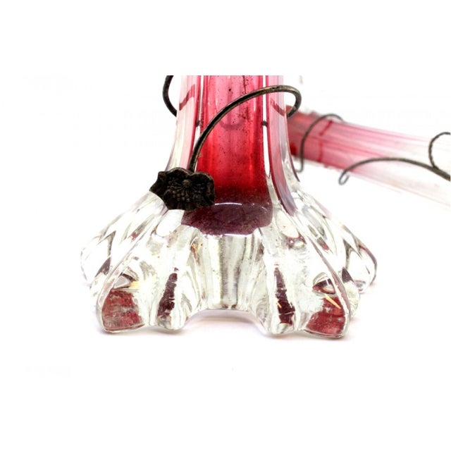 Glass Vases with Silver Wire Surrounding and Flower Applications, Set of 2 For Sale - Image 3 of 8