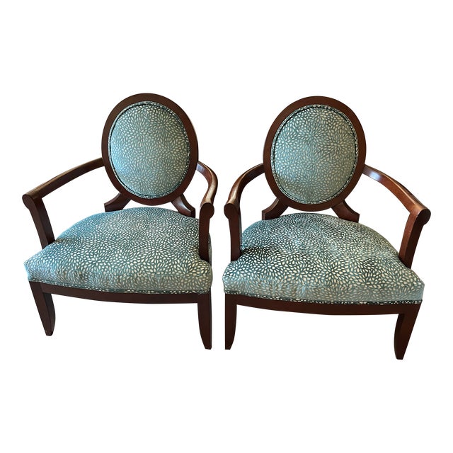 Barbara Barry for Baker Furniture Oval X-Back Arm Slipper Chairs - Set of 2 For Sale