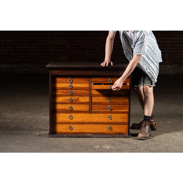 This compact 16-drawer flat file cabinet combines form and function with early industrial character. The case is crafted...