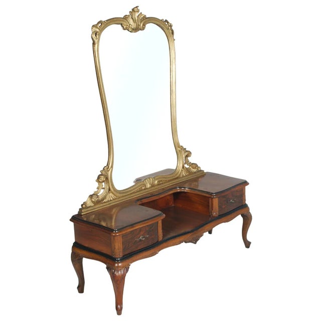 Venetian Carved Walnut & Burl Dressing Table, 1930s For Sale - Image 16 of 16
