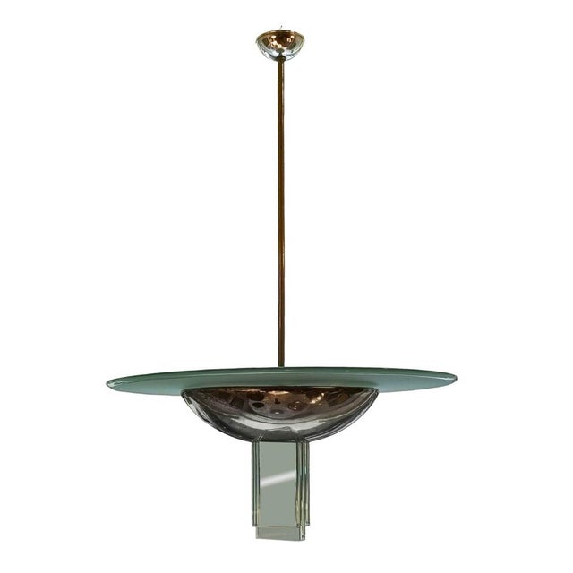 Metal Glass and Metal Pendant by Pietro Chiesa for Fontana Arte, Italy, 1950s For Sale - Image 7 of 7