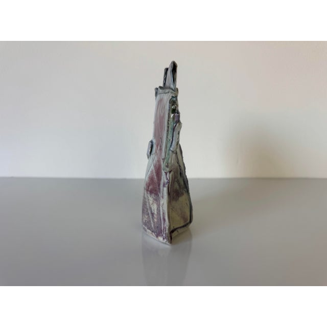 1980’s Vintage Handmade Abstract Design Art Ceramic Vase , Unsigned For Sale In Miami - Image 6 of 12