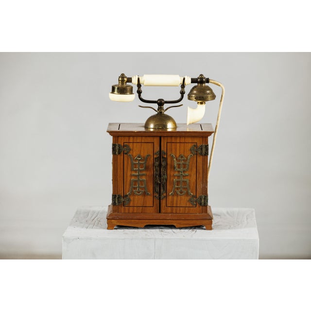 Vintage Chinese Telephone with Brass Details and French-Inspired Design For Sale - Image 16 of 18