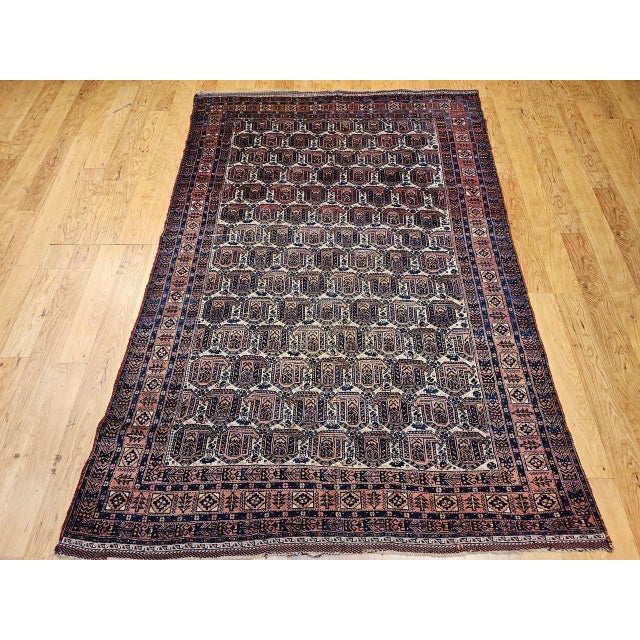 "A charming early 20th century Persian Afshar tribal rug featuring the timeless allover boteh — or paisley — design, one...