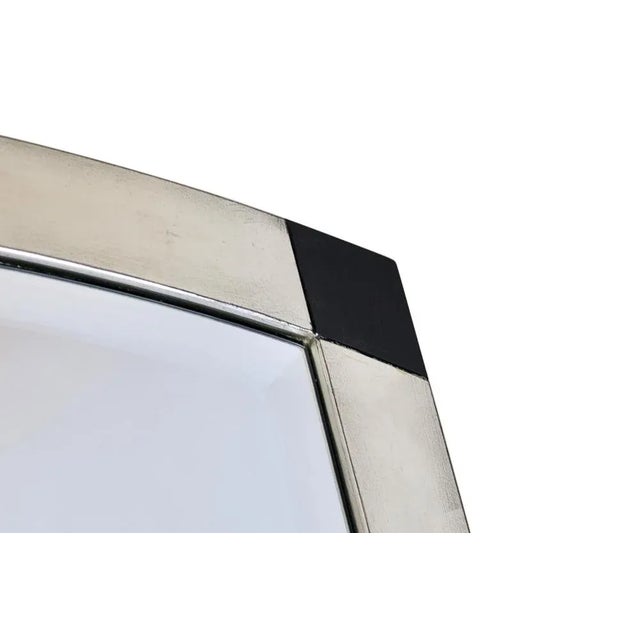 1990s Art Deco Style Wall Mirror in Silver and Black, 1990s For Sale - Image 5 of 6