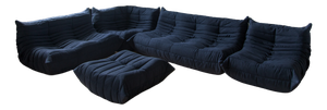 Blue Microfiber Togo Living Room by Michel Ducaroy for Ligne Roset, 1970, Set of 5