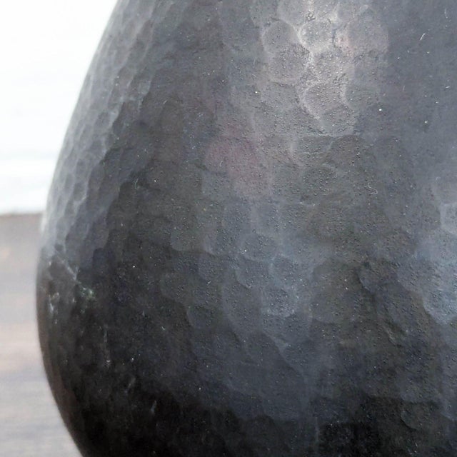 Hand Hammered Long Neck Metal Floor Vase For Sale - Image 4 of 4