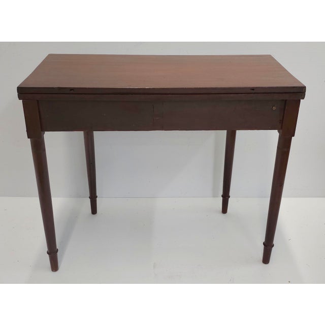 Federal Mahogany Inlaid Fold Top Card Table Console Table For Sale - Image 10 of 12