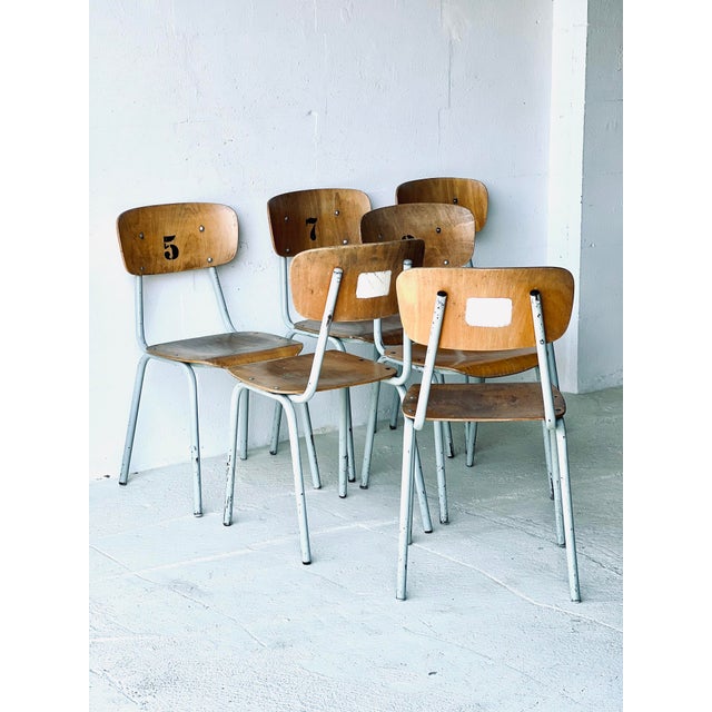 Vintage School Chairs, 1970s, Set of 6 For Sale - Image 13 of 18