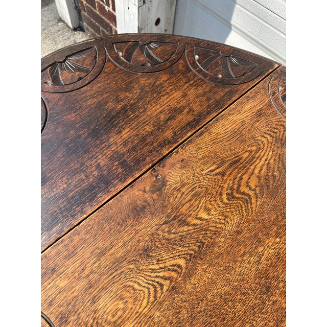 English Arts & Crafts Oak Barley Twist Gateleg Drop Leaf Table For Sale - Image 11 of 11