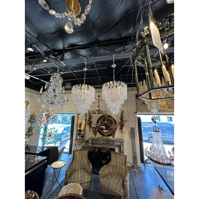 Glass Pair of Murano Spiral Tube Waterfall Chandeliers For Sale - Image 7 of 7