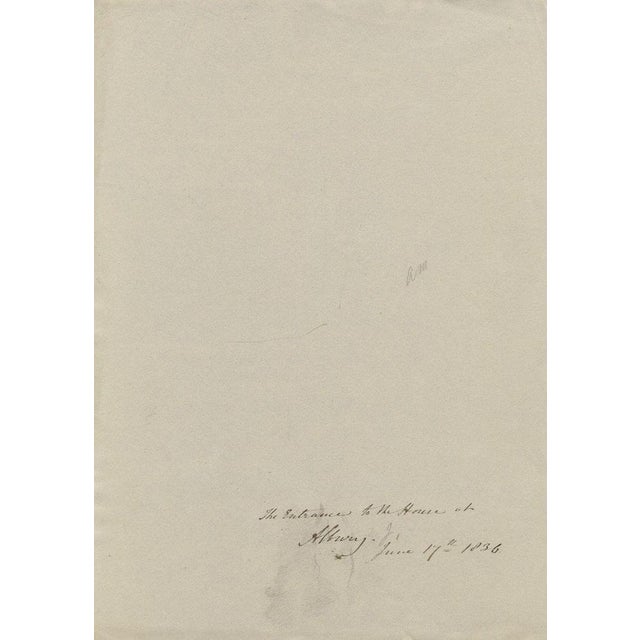 Alexander Monro, The Entrance to the House at Albury, Surrey, 1836, Chalk Drawing For Sale - Image 3 of 4