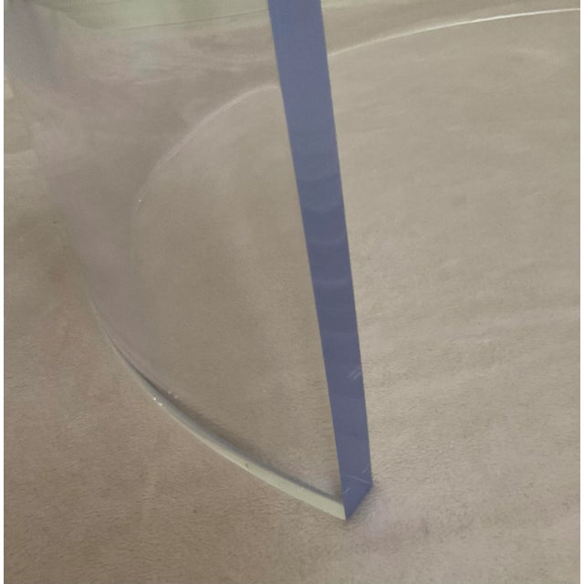 Plastic Mid Century Modern Clear 42" Lucite Round Drum Coffee Table For Sale - Image 7 of 10