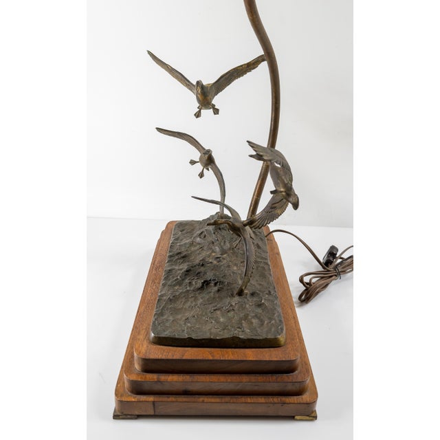 Bronze Mid-Century Rustic Farmhouse Bronze Table Lamp of Geese in Flight by John Hansen For Sale - Image 8 of 12
