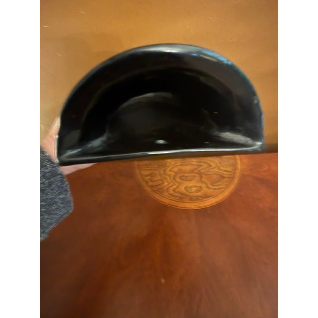 Arts & Crafts Antique Roseville Rosecraft Colors 1920 Art Pottery Black Wall Pocket 1237-10 For Sale - Image 3 of 11