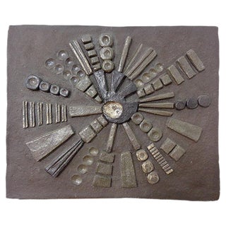 Brutalist Ceramic Wall Panel, 1960s For Sale