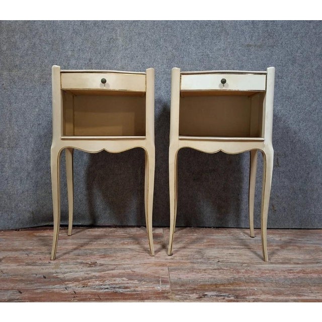 Pair of louis xv style lacquered bedside tables – 20th century charming pair of louis xv-style bedside tables, crafted...