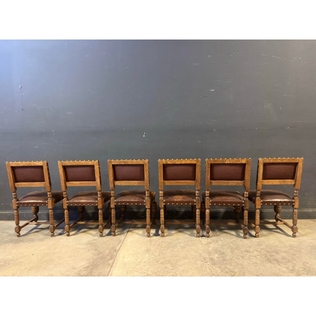 English Set of 6pcs 19th Century English Leather Dining Chairs For Sale - Image 3 of 12