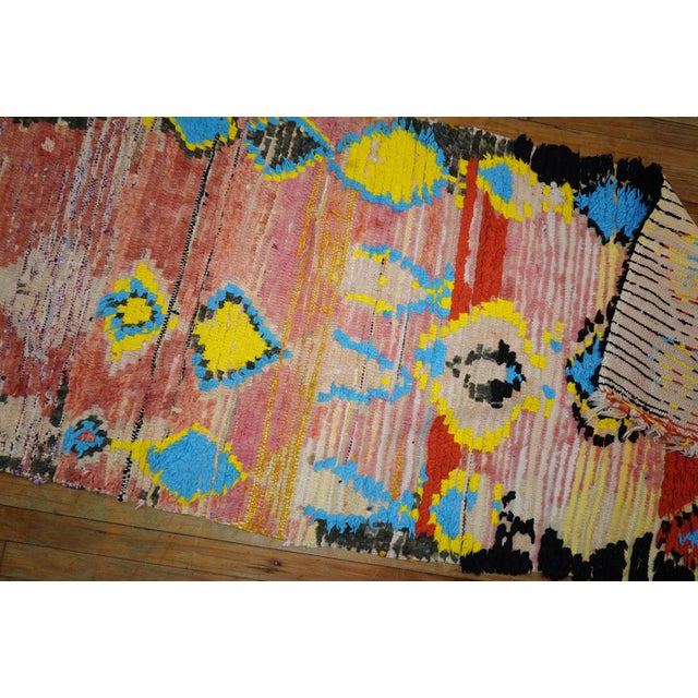 Textile Vintage Quirky Moroccan Colorful Geometric Large Scale Wool Runner - 2'10" x 9'2" For Sale - Image 7 of 18