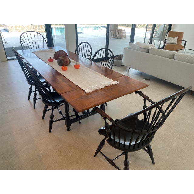 Black 1990s Dr Dimes Tiger Maple Salisbury Tavern Table and 6 Chairs For Sale - Image 8 of 8