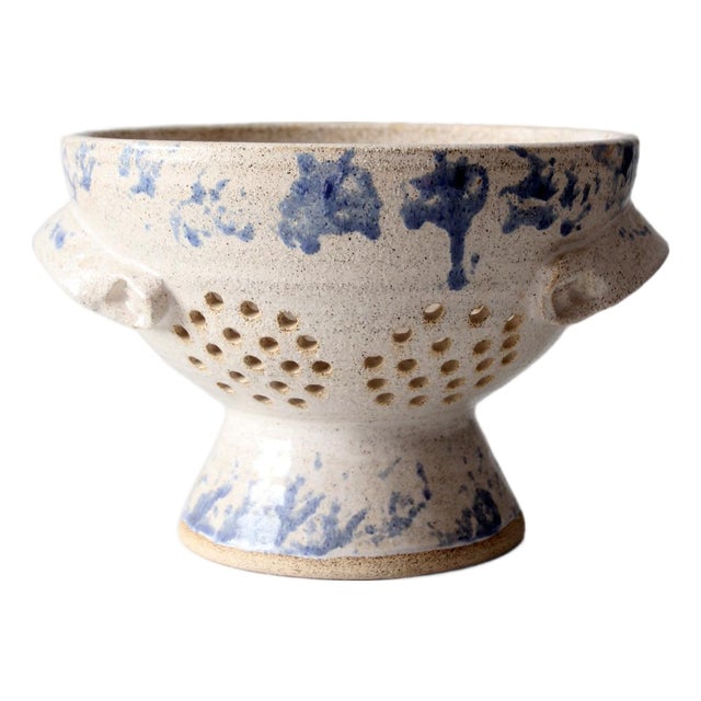 Vintage Handmade Studio Pottery Colander For Sale