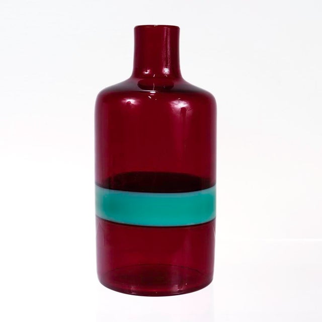 Venini Venini Mid-Century Italian Art Glass Bottle a Fasce Orizzontali by Bianconi For Sale - Image 4 of 11