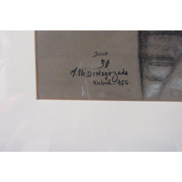 1950s Signed Charcoal Picture of Arabian For Sale - Image 4 of 4