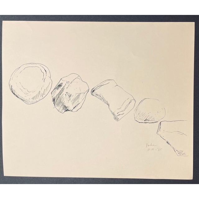 1965 Neil Meitzler Stone Still Life Drawing For Sale - Image 4 of 4
