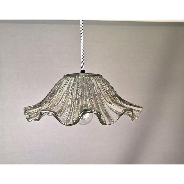 Mid-Century Portuguese Farmhouse Clear Glass Bowl Hanging Lamp, 1960s For Sale - Image 16 of 16