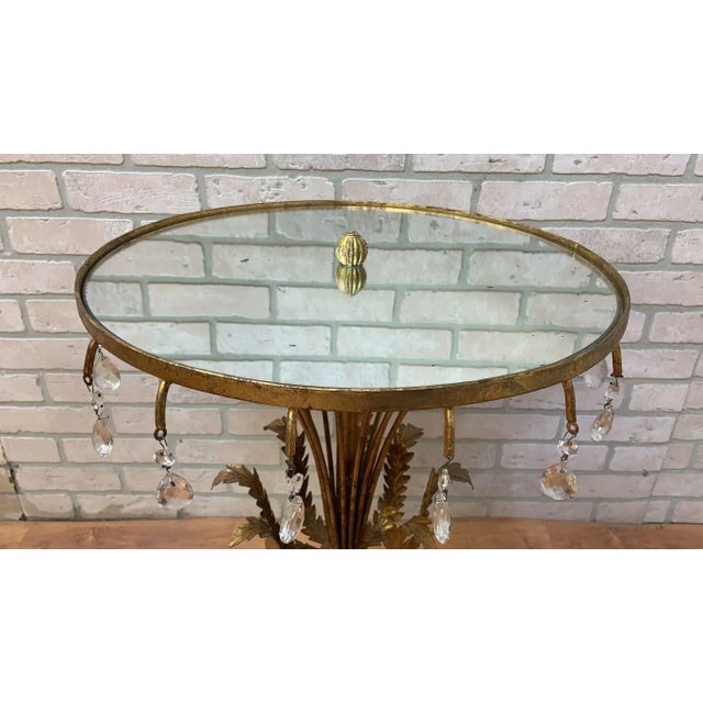 Hollywood Regency Italian Gilt Accent Table with Mirrored Top This exquisite mid century Hollywood Regency Italian gilt...