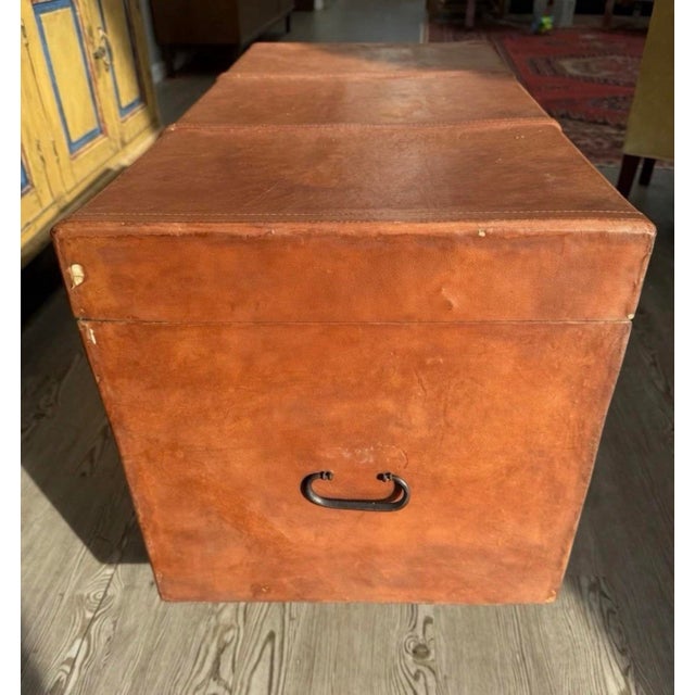 Late 19th Century Antique Anglo-Indian Leather Campaign Trunk For Sale - Image 5 of 12