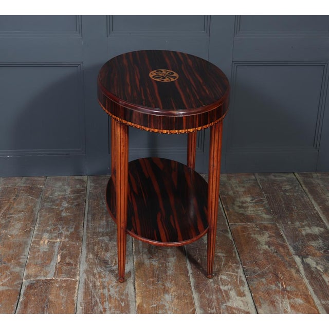 Art Deco French Oval Side Table in Macassar Ebony, 1925 For Sale - Image 9 of 14
