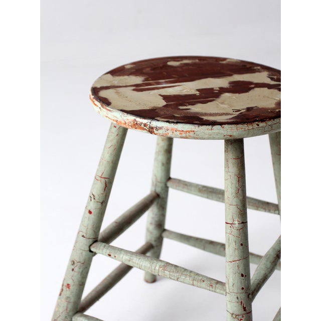 Vintage Painted Farmhouse Stool For Sale - Image 12 of 13
