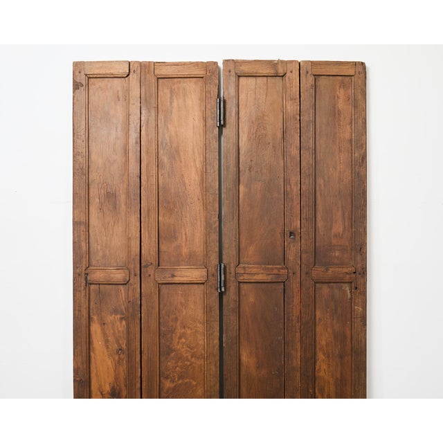 19th Century Pair of Rustic 19th C. French Walnut Bifold Wood Doors 9 Ft For Sale - Image 5 of 18