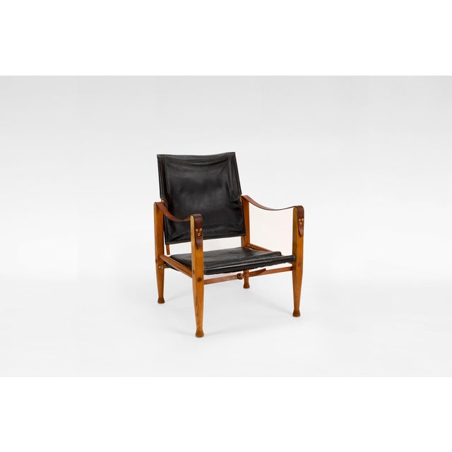 Vintage Safari Lounge Chair in Black Leather by Kaare Klint for Rud Rasmussen, 1960s For Sale - Image 5 of 7