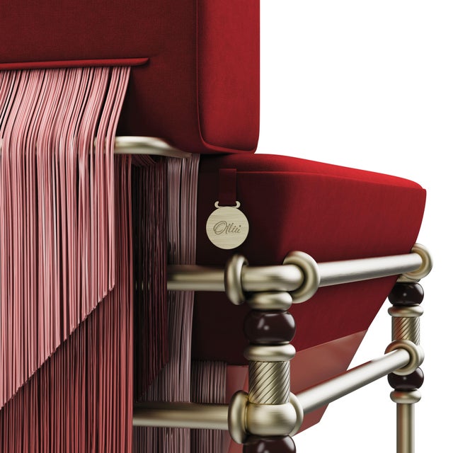 Metal Seraphine Bar Chair with Fringes from Ottiu For Sale - Image 7 of 16