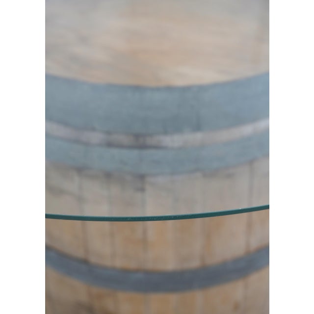 Vintage Oak Wine Barrel Table W. Glass Top For Sale In Philadelphia - Image 6 of 13